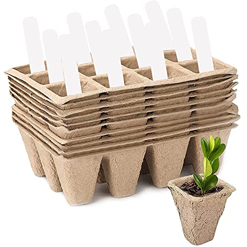 10 Pack Seed Starter Kit, 120Cell Compostable Planter Nursery Pots,...