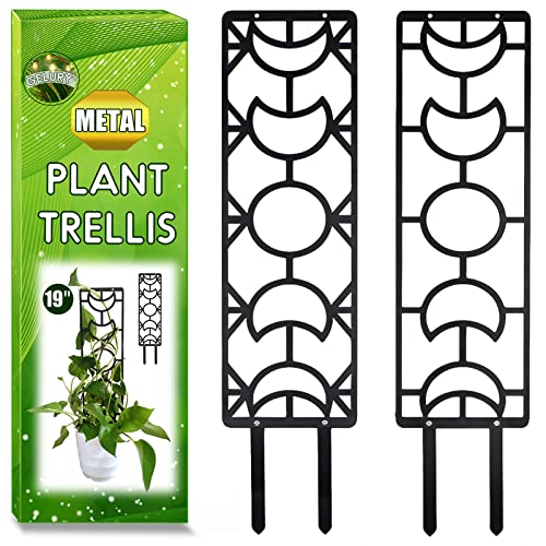2 Pack Metal Plant Trellis for Climbing Plants, 19 Inch Garden Plan...