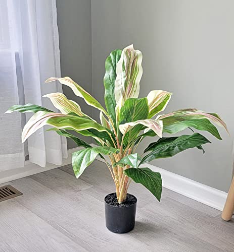 28  H Artificial Cordyline Plant Tree 3 Branches in Pot, Real Touch...