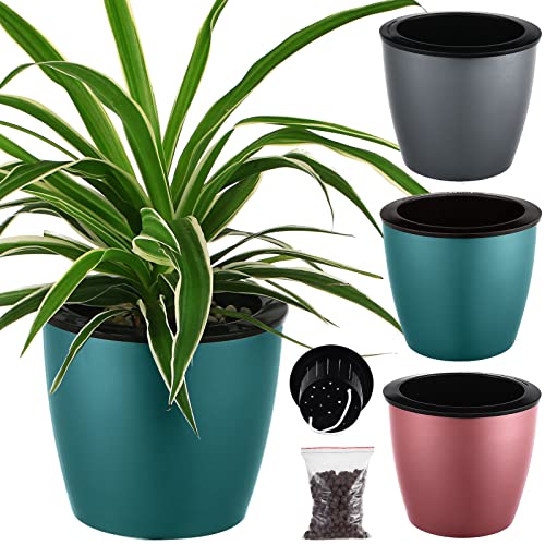 3 Pack 6.7 Inch Self Watering Plant Pot for Indoor Plants, African ...