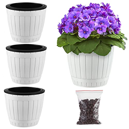 3 Pack Self Watering Pots for Indoor Plants 7.1 Inch Plastic Plant ...