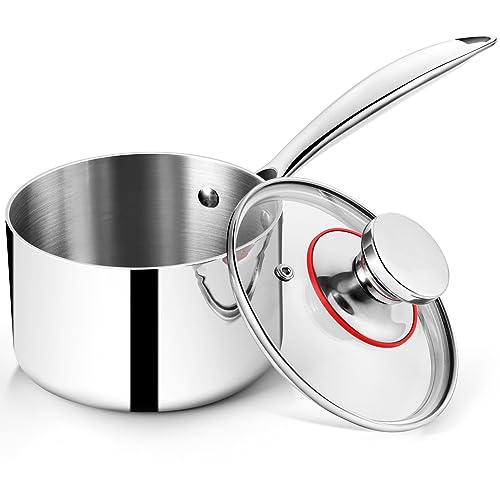 3 Quart Tri-Ply Stockpot and Saucepan, Stainless Steel Sauce Pan wi...