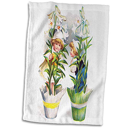 3dRose Ellen Clapsaddle – Children in Jonquil Flowerpot - Towels ...