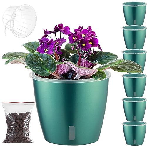 4-Pack 6.7 Inch Self Watering Pots for Indoor Plants with Indicator...