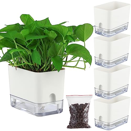4 Pack-7  Self Watering Plant Pots for Indoor Plants, Rectangular S...