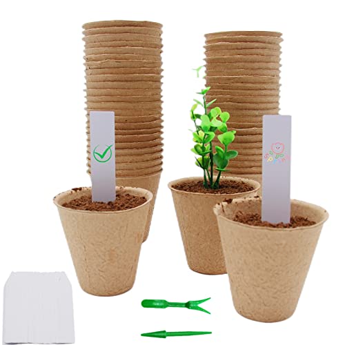 50Pcs 3.15 Inch Peat Pots Biodegradable Eco-Friendly Round Plant Se...