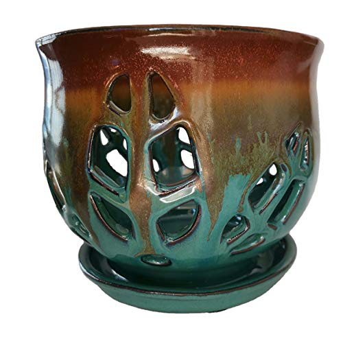 6.5   Large Round Classy Orchid Pot with Hole, Flower Pot with Sauc...