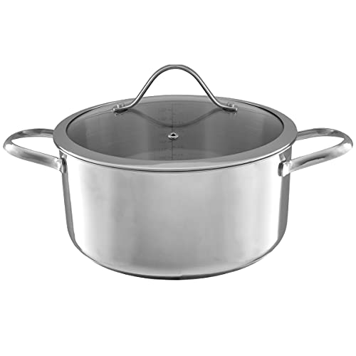6 Quart Stock Pot-Stainless Steel Pot with Lid-Compatible with Elec...