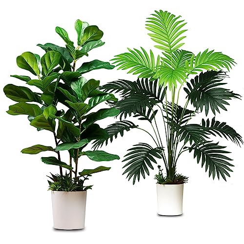 70cm 27.56“ 2pcs Artificial Plants Fiddle Leaves Faux Tropical Pa...