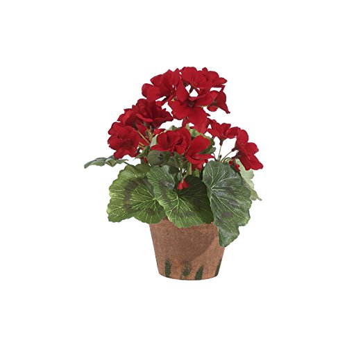 9 Inch High Red Geranium - Artificial Flowers with Leaves Bound wit...
