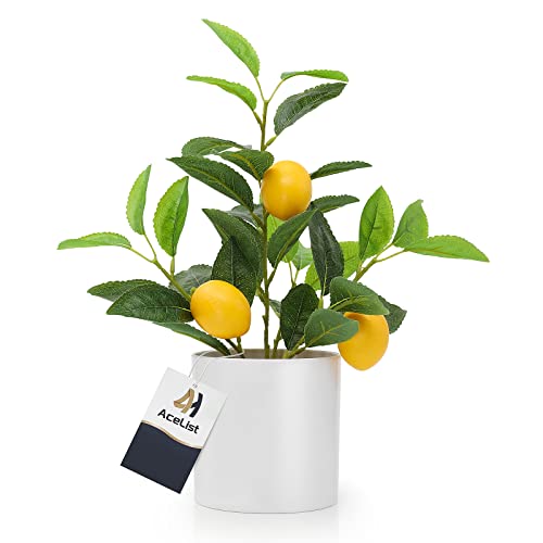 AceList Nearly Natural Small Fake Lemon Tree for Lemon Decor, 14.6 ...