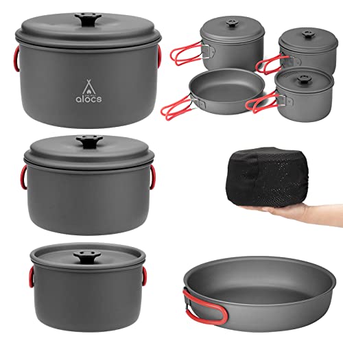 Alocs Camping Cookware, Compact Lightweight Durable Camping Pots an...