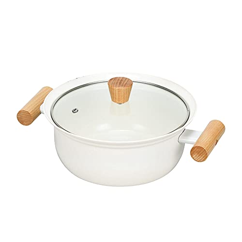 Aluminum Pot with Glass Lid and Wooden Handles - Ceramic Coated - C...