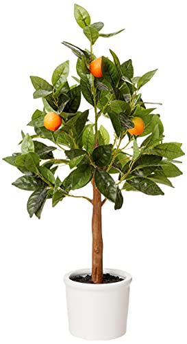 Amazon Brand - Stone & Beam Artificial Orange Citrus Tree with Cera...