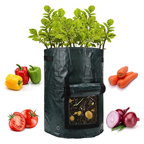 ANPHSIN 4 Pack 10 Gallon Garden Potato Grow Bags with Flap and Hand...