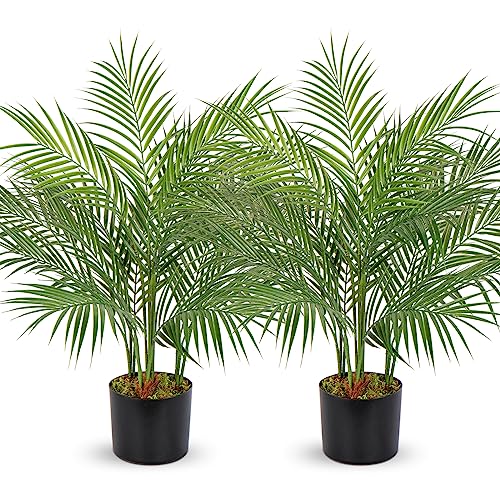 Artificial Areca Palm Plant 2.5 Ft Lifelike Plastic Leaves Tall Fak...