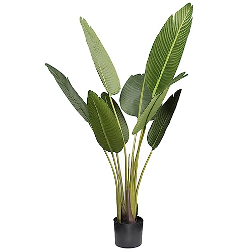 Artificial Bird of Paradise Plant, 4 Feet Faux Tropical Palm Tree i...