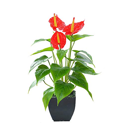 Artificial Flower Calla Lily Faux Small Potted Plant with Black Pot...
