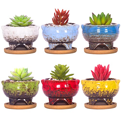 ARTKETTY Succulent Pots - 4 Inch Small Succulent Planters with Drai...