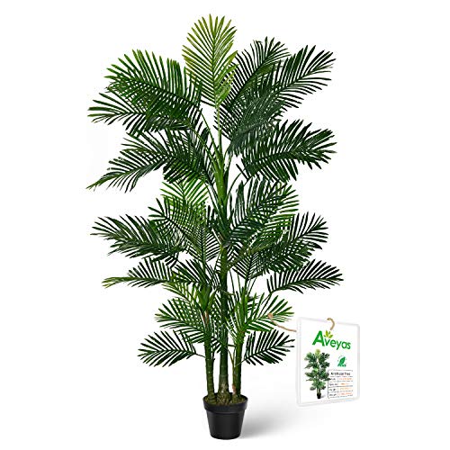 Aveyas 6ft Artificial Golden Cane Palm Silk Tree in Plastic Nursery...
