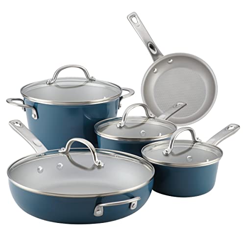 Ayesha Curry Home Collection Nonstick Cookware Pots and Pans Set, 9...