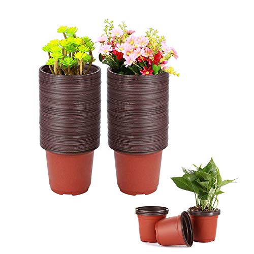 Baaxxango 100 Pcs 3.5 Inch Plastic Seedlings Plants,Nursery Pots,Se...