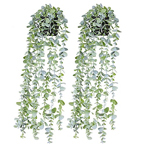 BACAMA Fake Hanging Plants in Pots Artificial Ivy Vine Leaves for H...