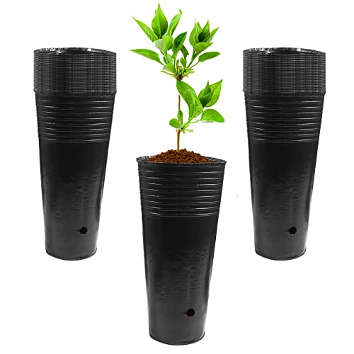 Barafat 50Pcs Plastic Deep Plant Nursery Pots, 9.8 Inch Tall Seedli...