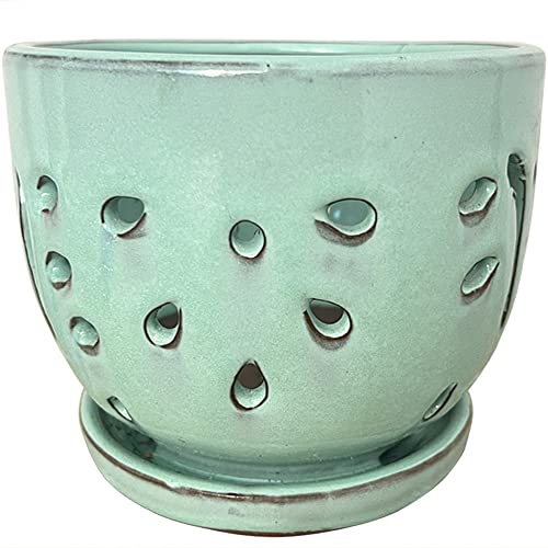 Better-way Orchid Pots with Holes Round Ceramic Flower Container Su...