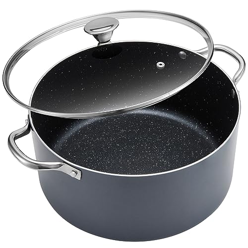 BEZIA Stock Pot with Lid, 10 Qt Large Non Stick Cooking Pot, Induct...