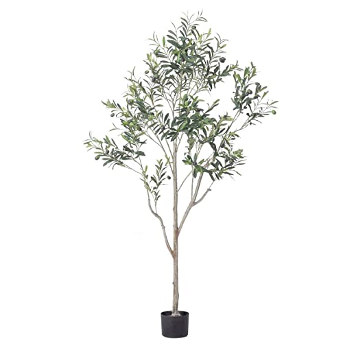 Bluecho 6ft Faux Olive Tree Potted Silk Artificial Fruit Plants Tre...