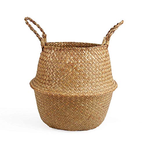 BlueMake Woven Seagrass Belly Basket for Storage Plant Pot Basket a...
