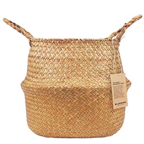Blueming Home Decor Plant Basket – Seagrass Belly Basket Planter ...