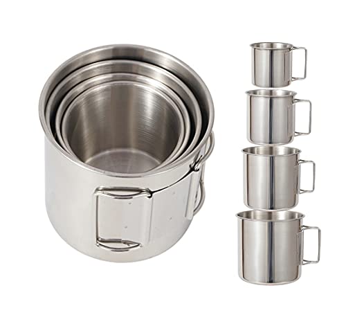 Camping Campfire Mug with Handle, Folding Big Stainless Steel Cup 4...