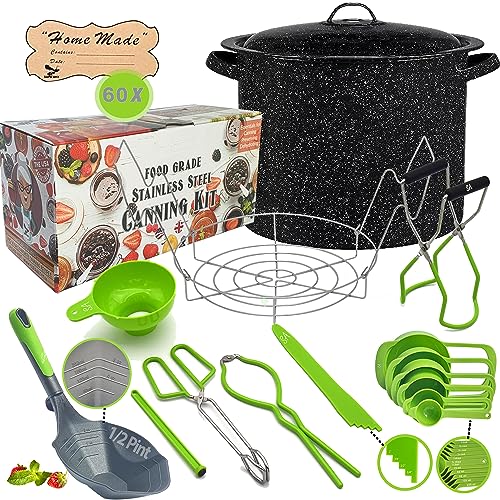 Canning Pot with Rack and full Set + ½ Pint ladle Measuring Cups -...