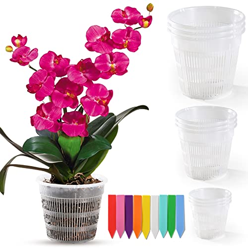 CARE HOME Orchid Pots with Holes - 9 Pack Clear Plastic Orchid Pots...
