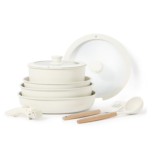 CAROTE 10pcs Pots and Pans Set, Nonstick Cookware Set Detachable Ha...