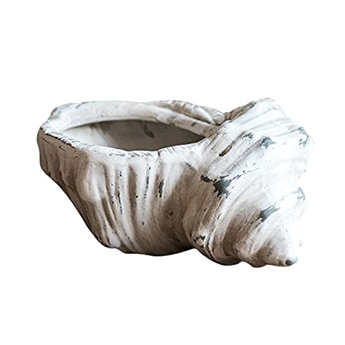 Ceramic Conch Shell Flower Pot - Decorative Seashell Plant Pot - Un...