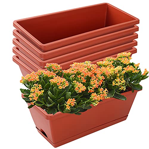 CHUKEMAOYI Window Box Planter, 7 Pack Plastic Vegetable Flower Plan...