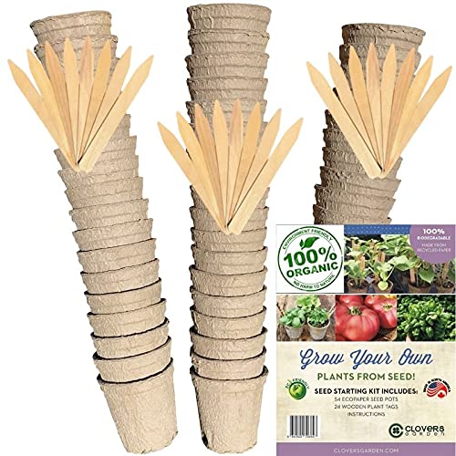 Clovers Garden Organic Recycled Paper Seed Starter Pots - 100% Biod...