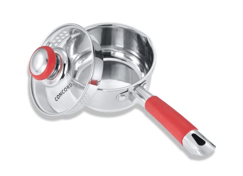 Concord 1 Quart Stainless Steel Saucepan with SIMPLE POUR Vented Gl...
