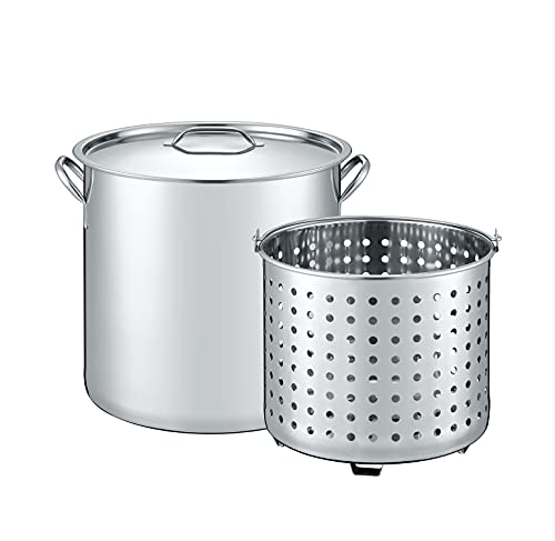 CONCORD 53 QT Stainless Steel Stock Pot w Basket. Heavy Kettle. Coo...