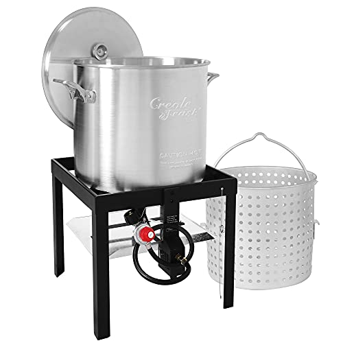 Creole Feast SBK1001 Seafood Boiling Kit with Strainer, Outdoor Alu...