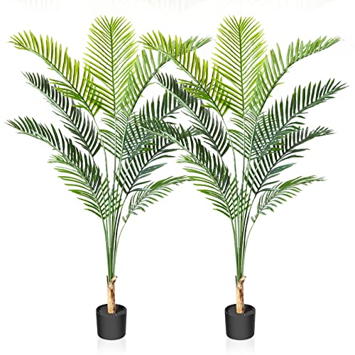 CROSOFMI Artificial Areca Palm Tree 6 Feet Fake Tropical Palm Plant...