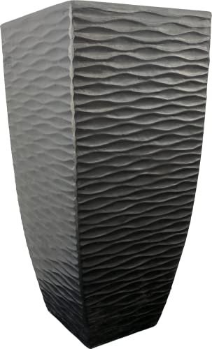 Cypress & Alabaster Eco-Friendly Black Waves Cylinder Column Fiberg...