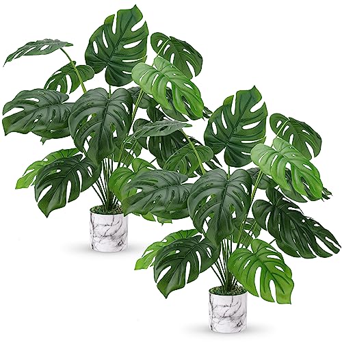 Der Rose 28  2 Packs Fake Plants Tall Artificial Faux Plants in Pot...