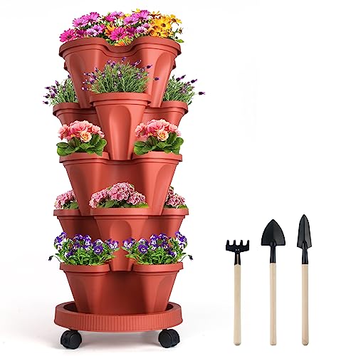 DUNCHATY Stackable Planter with Removable Wheels and Garden Tools, ...