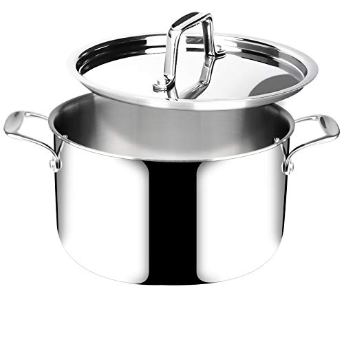 Duxtop 6.5 Quart Stainless Steel Stock Pot with Lid, 3-Ply Cooking ...