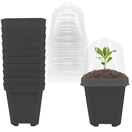EBaokuup 10PCS Plant Nursery Pots with Humidity Dome, 3  Soft Plast...