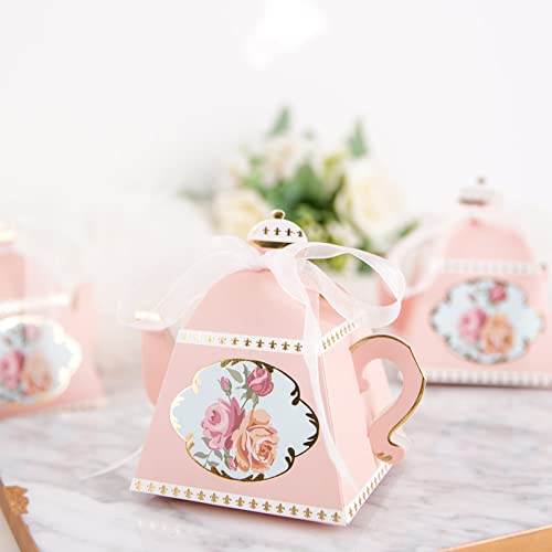 Efavormart 25 Pack | 4  Mini Teapot Favor Boxes Dusty Rose Tea Time...
